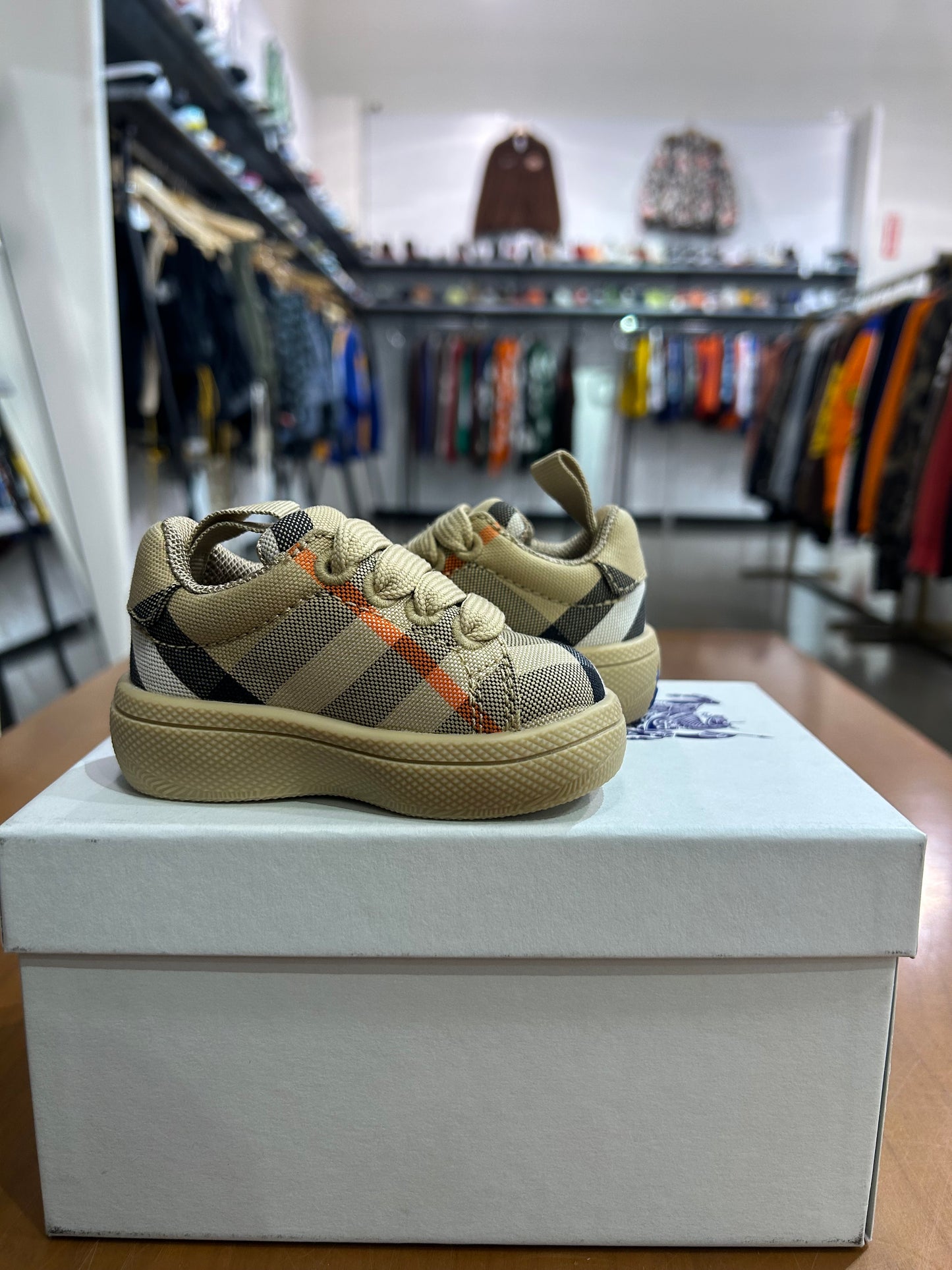 Burberry Kids Cambridge Check Cotton Sneakers