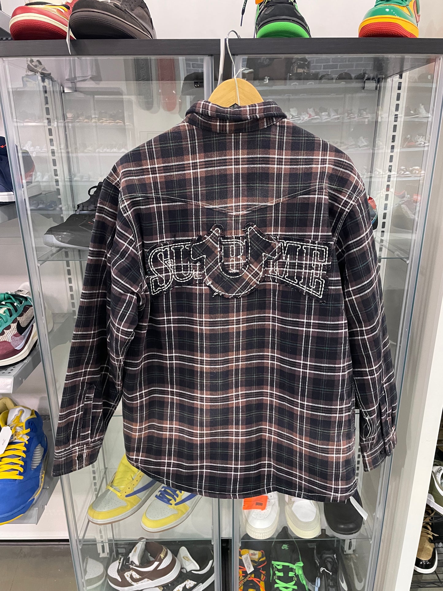 Supreme True Religion Quilted Lined Plaid Flannel Shirt Black