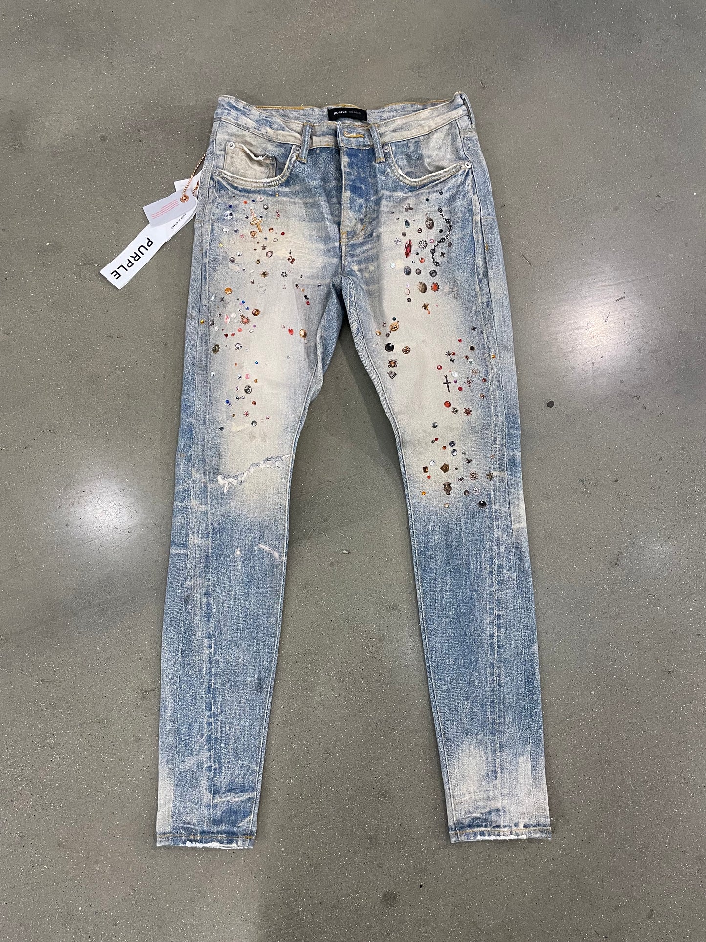 PO Purple P001 Jeans Cyanine Jewel Embellished