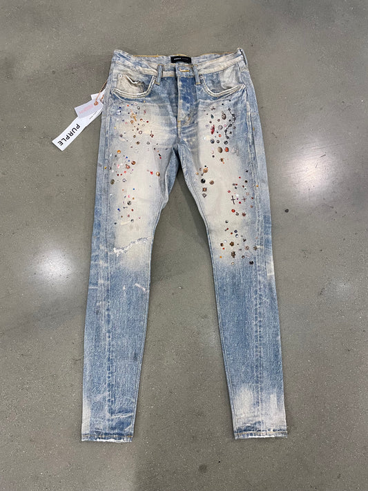 PO Purple P001 Jeans Cyanine Jewel Embellished