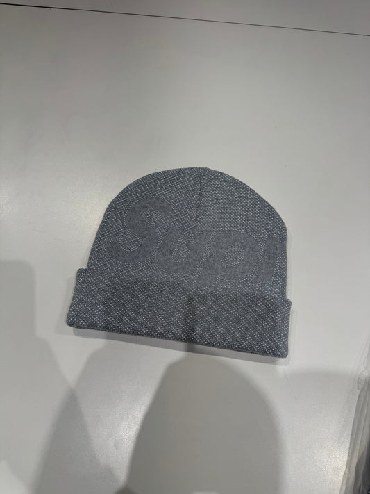 Supreme Studded Knockout Big Logo Beanie Heather Grey