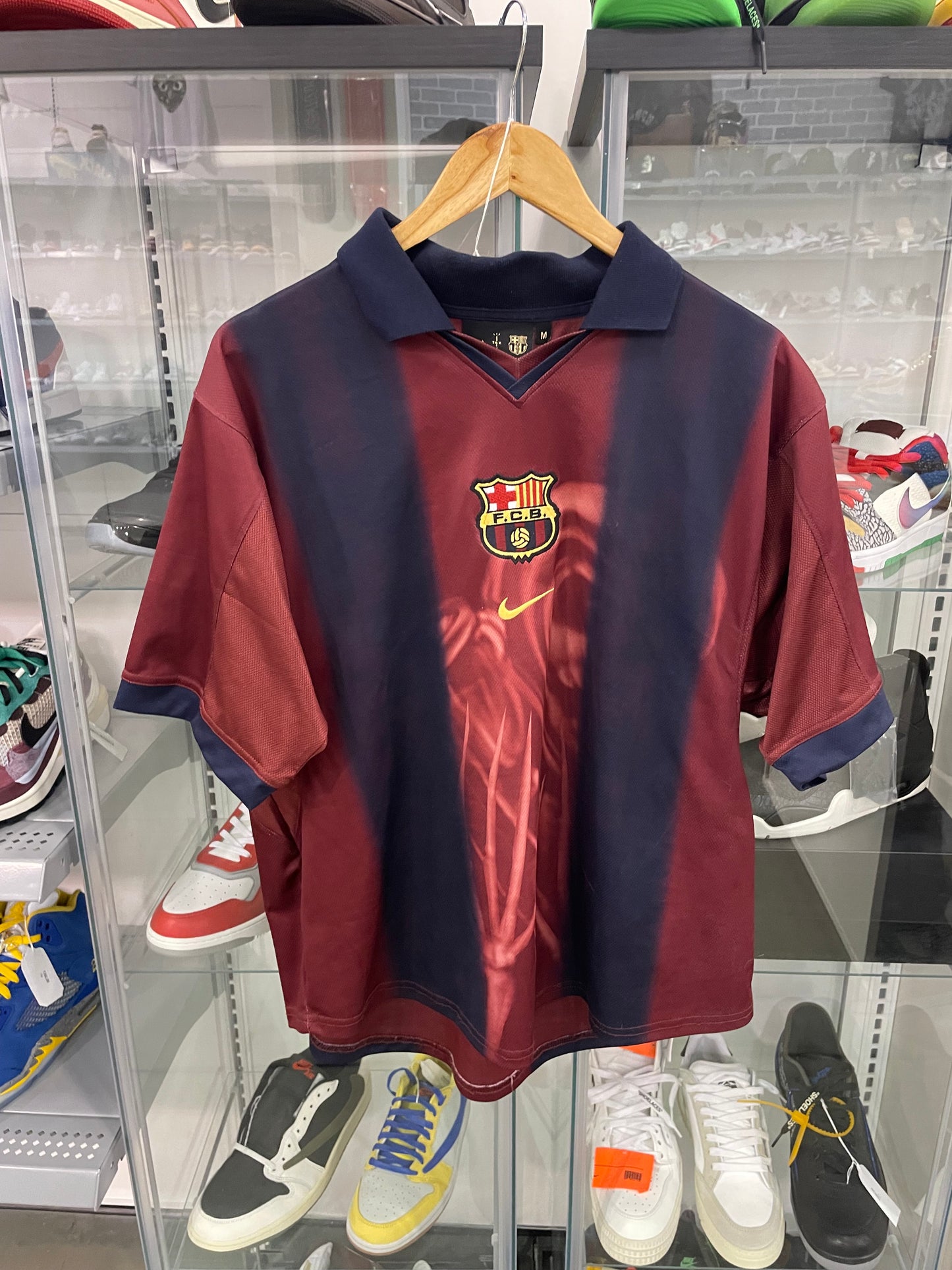 Preowned Travis Scott Nike FC Barcelona Retro 2000/01 Home Skeleton Jersey Multicolor