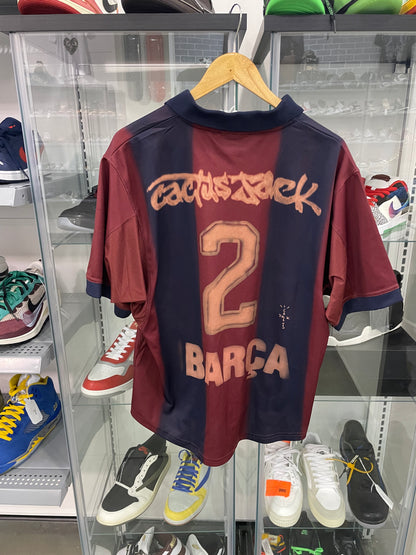 Preowned Travis Scott Nike FC Barcelona Retro 2000/01 Home Skeleton Jersey Multicolor