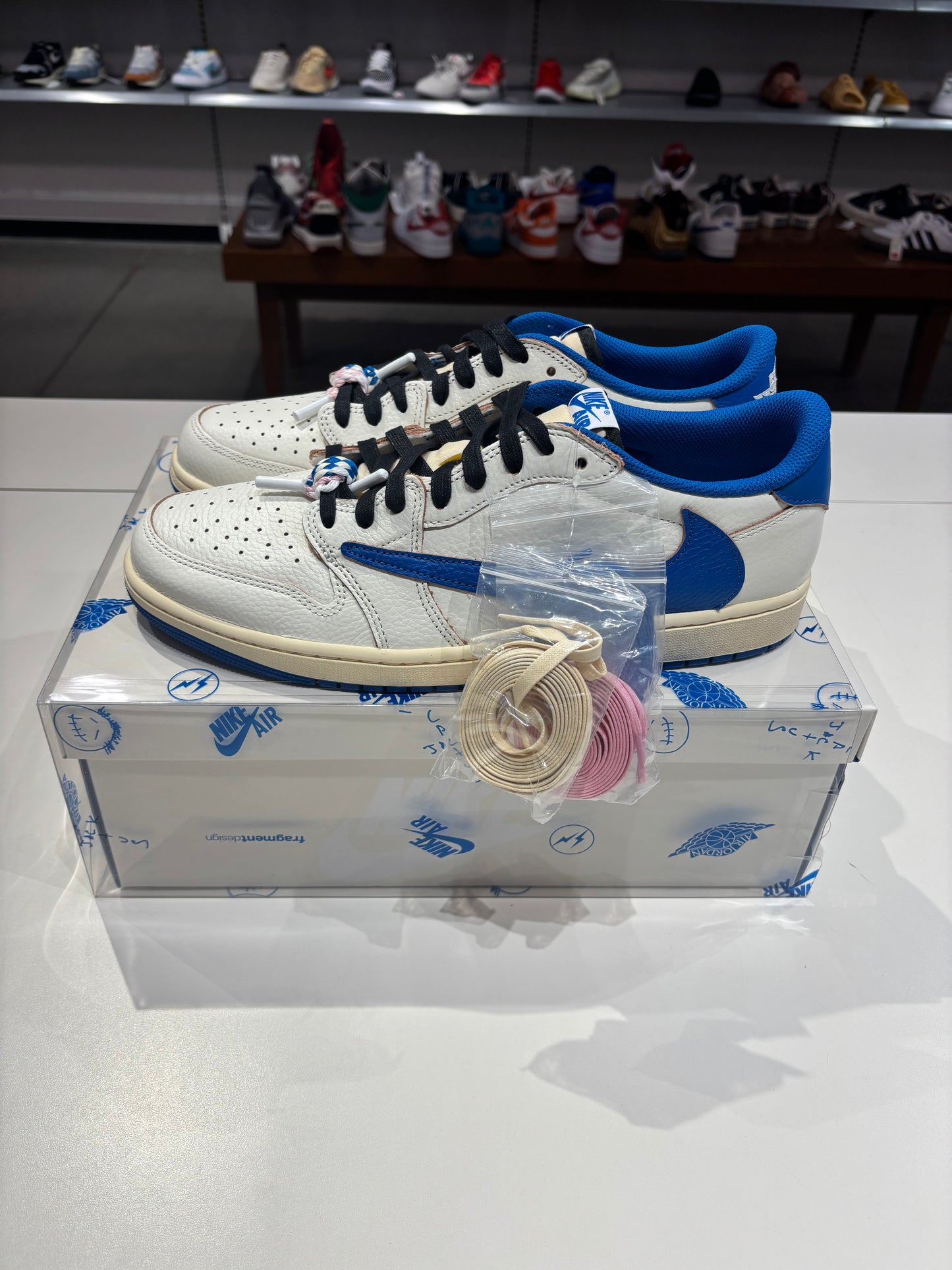 Travis Scott Air Jordan 1 Low Fragment Sail Military Blue