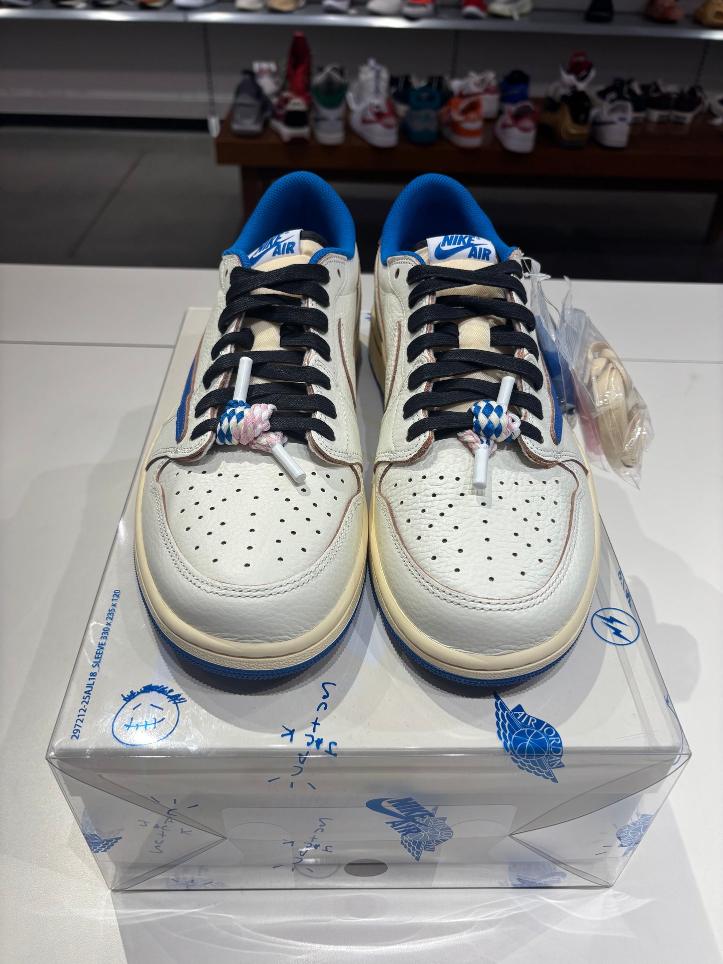 Travis Scott Air Jordan 1 Low Fragment Sail Military Blue