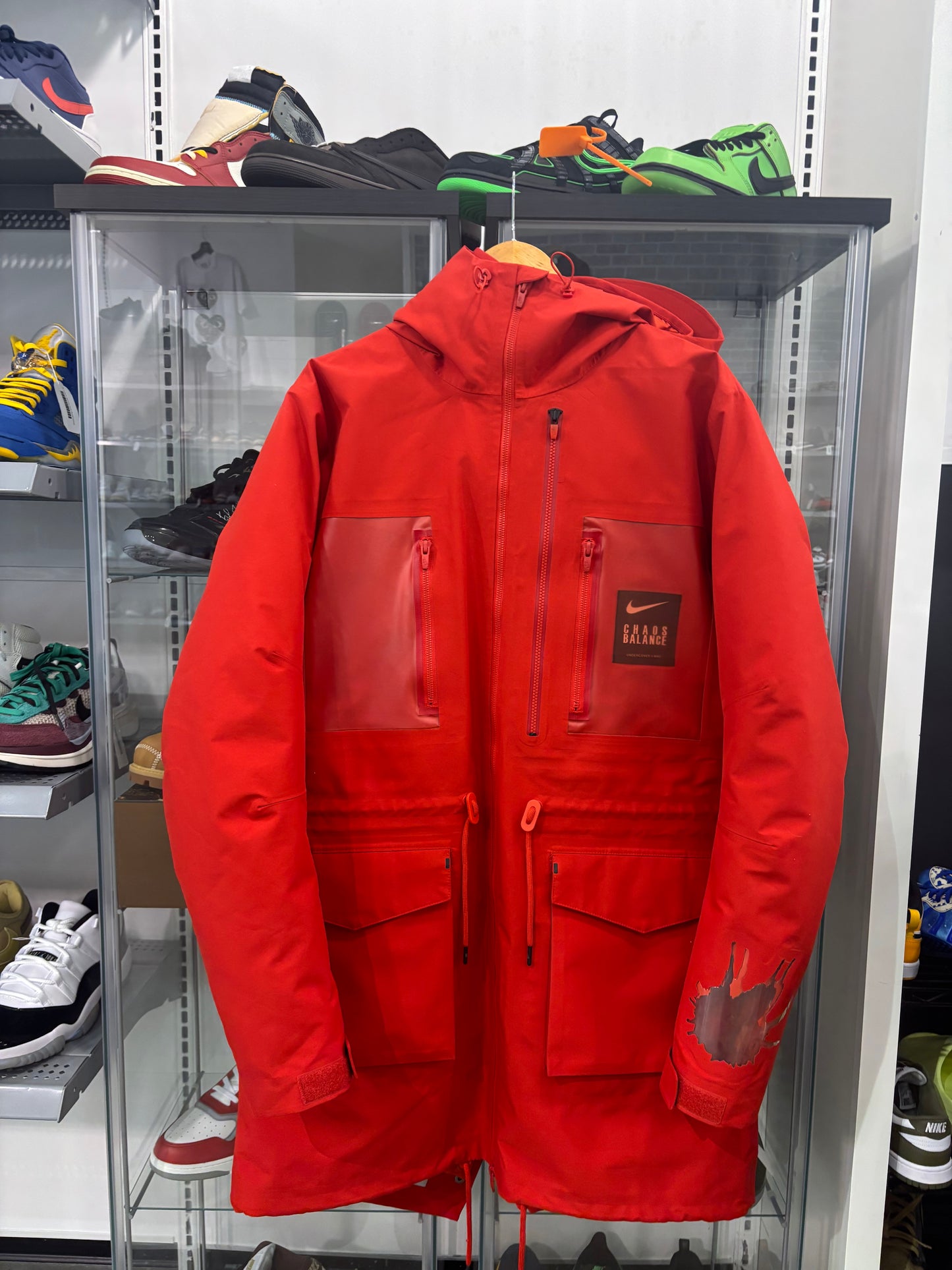 Preowned Nike Undercover Jacket 3-Layer Fishtail Down Coat Mountain Parka Red