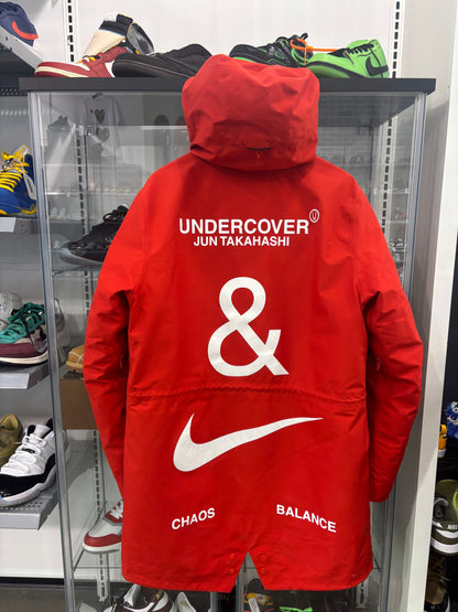 Preowned Nike Undercover Jacket 3-Layer Fishtail Down Coat Mountain Parka Red