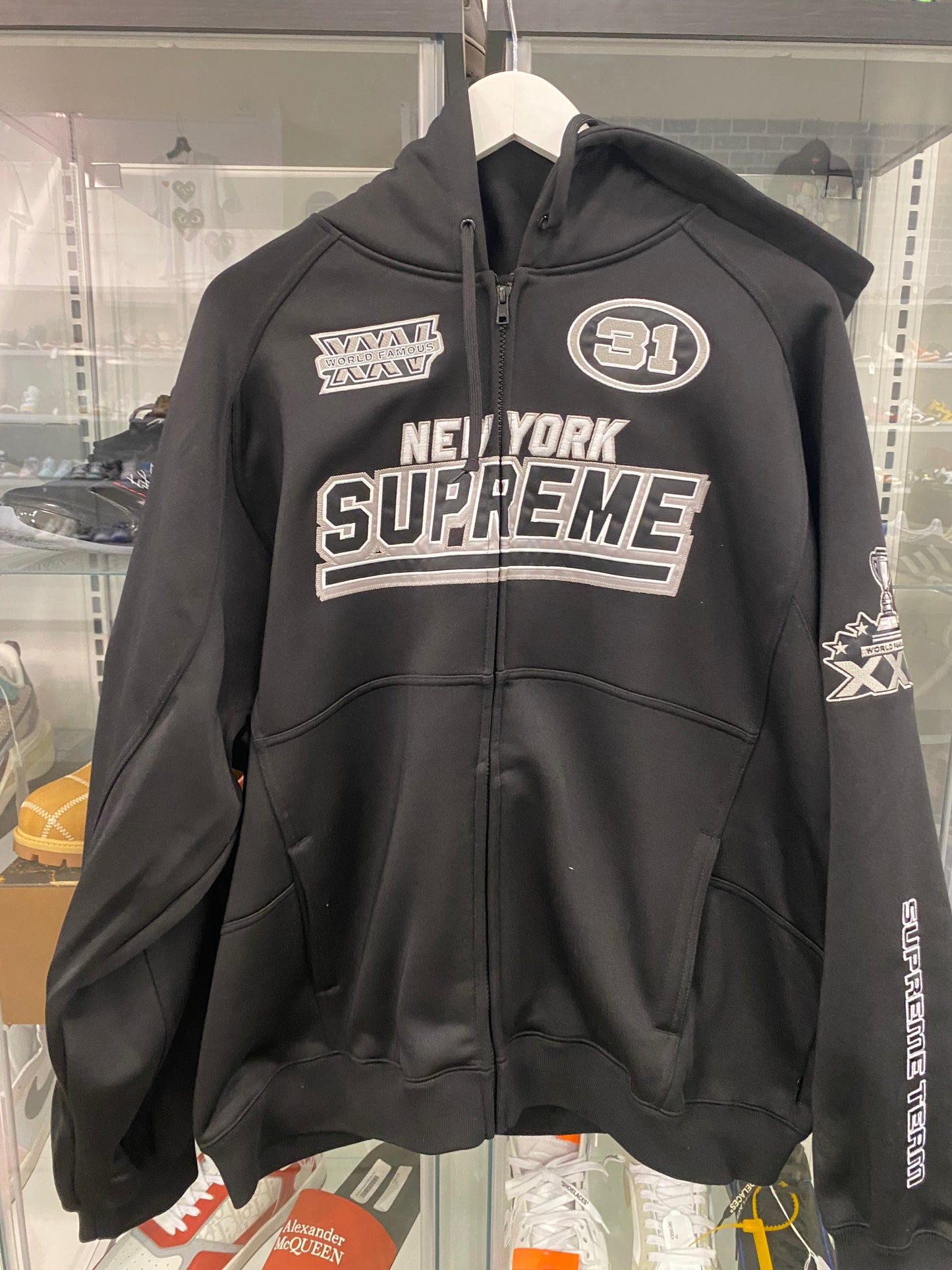 Supreme Football Zip Up Hooded Sweatshirt Black