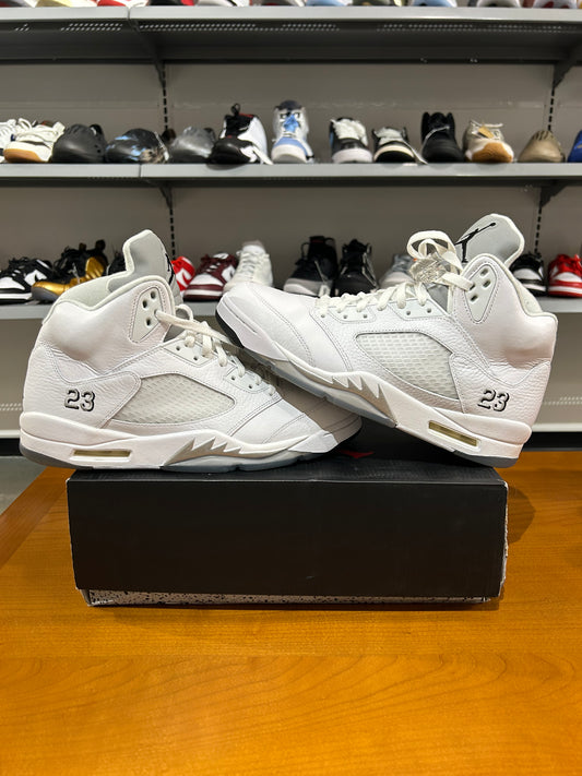 Preowned Air Jordan 5 White Metallic