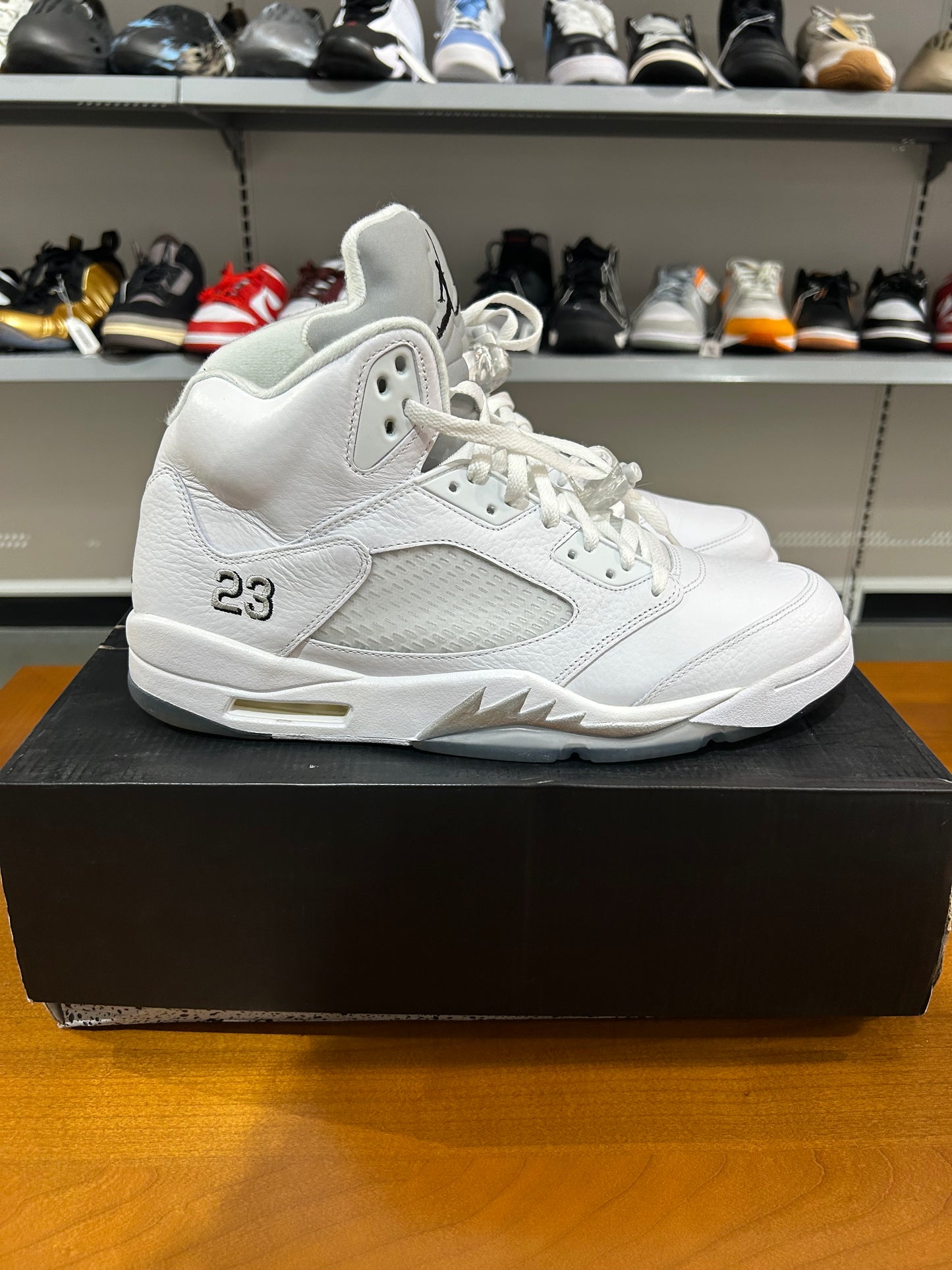 Preowned Air Jordan 5 White Metallic