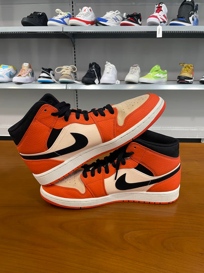 Preowned Air Jordan 1 Mid Team Orange Black