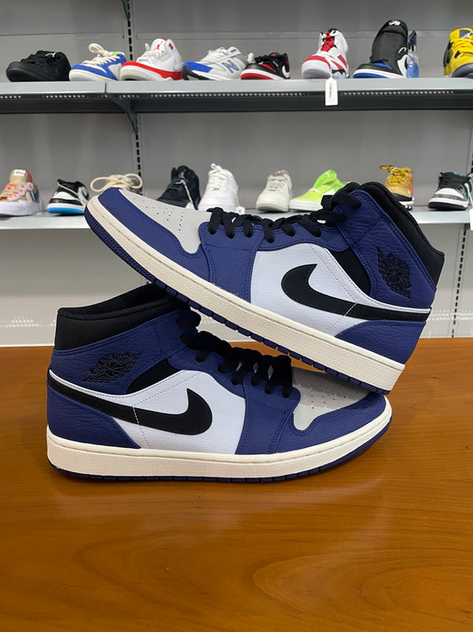 Preowned Air Jordan 1 Mid Deep Royal Blue Black