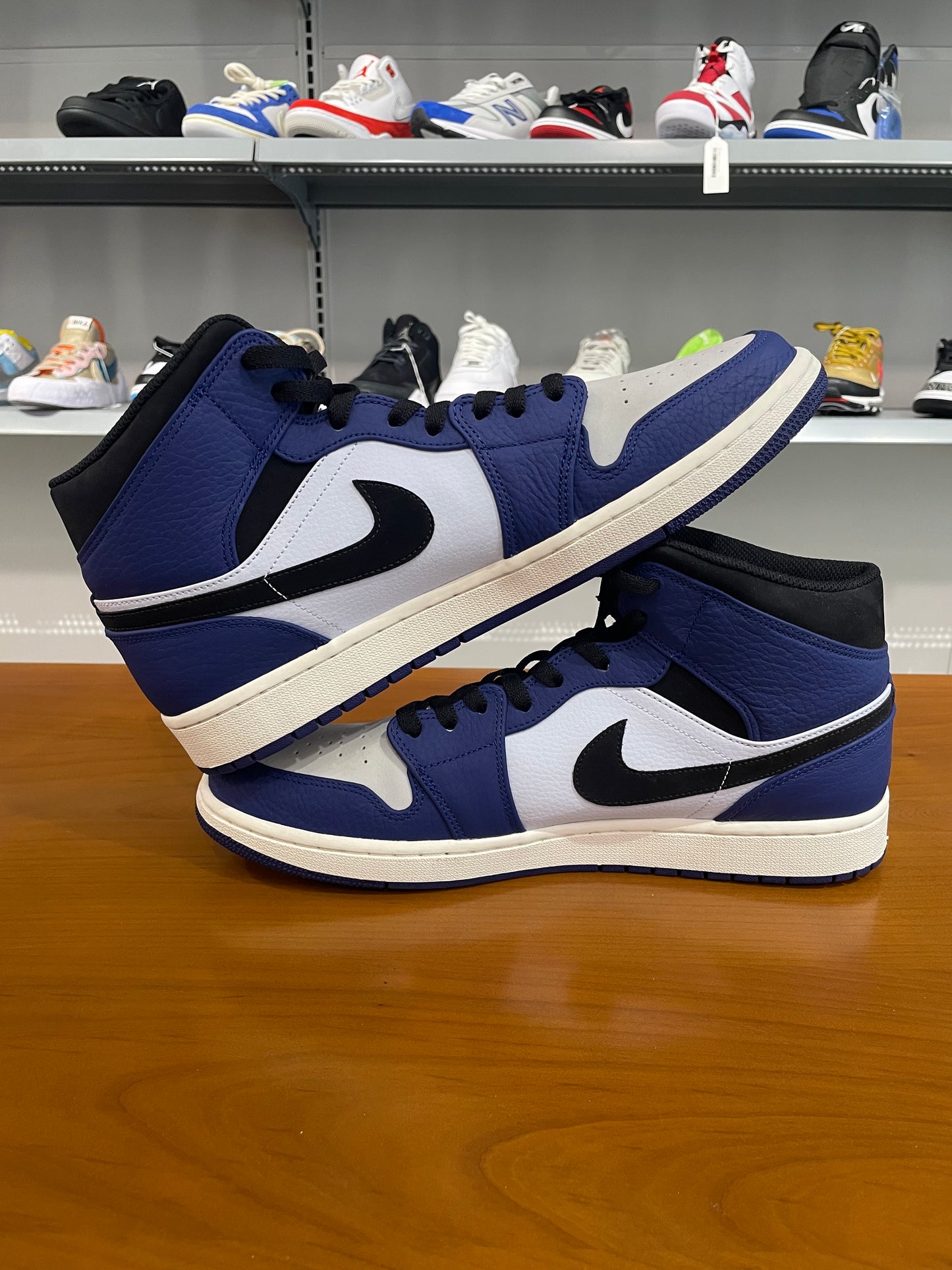 Preowned Air Jordan 1 Mid Deep Royal Blue Black