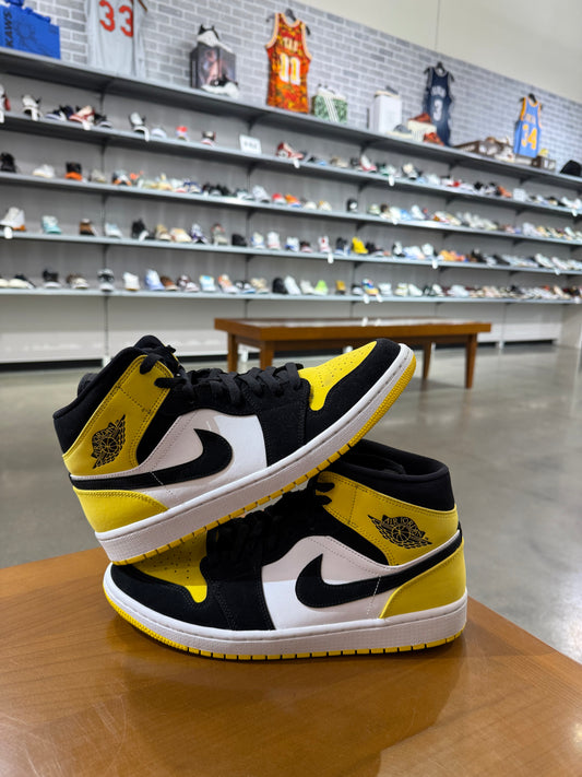 Preowned Air Jordan 1 Mid Yellow Toe Black