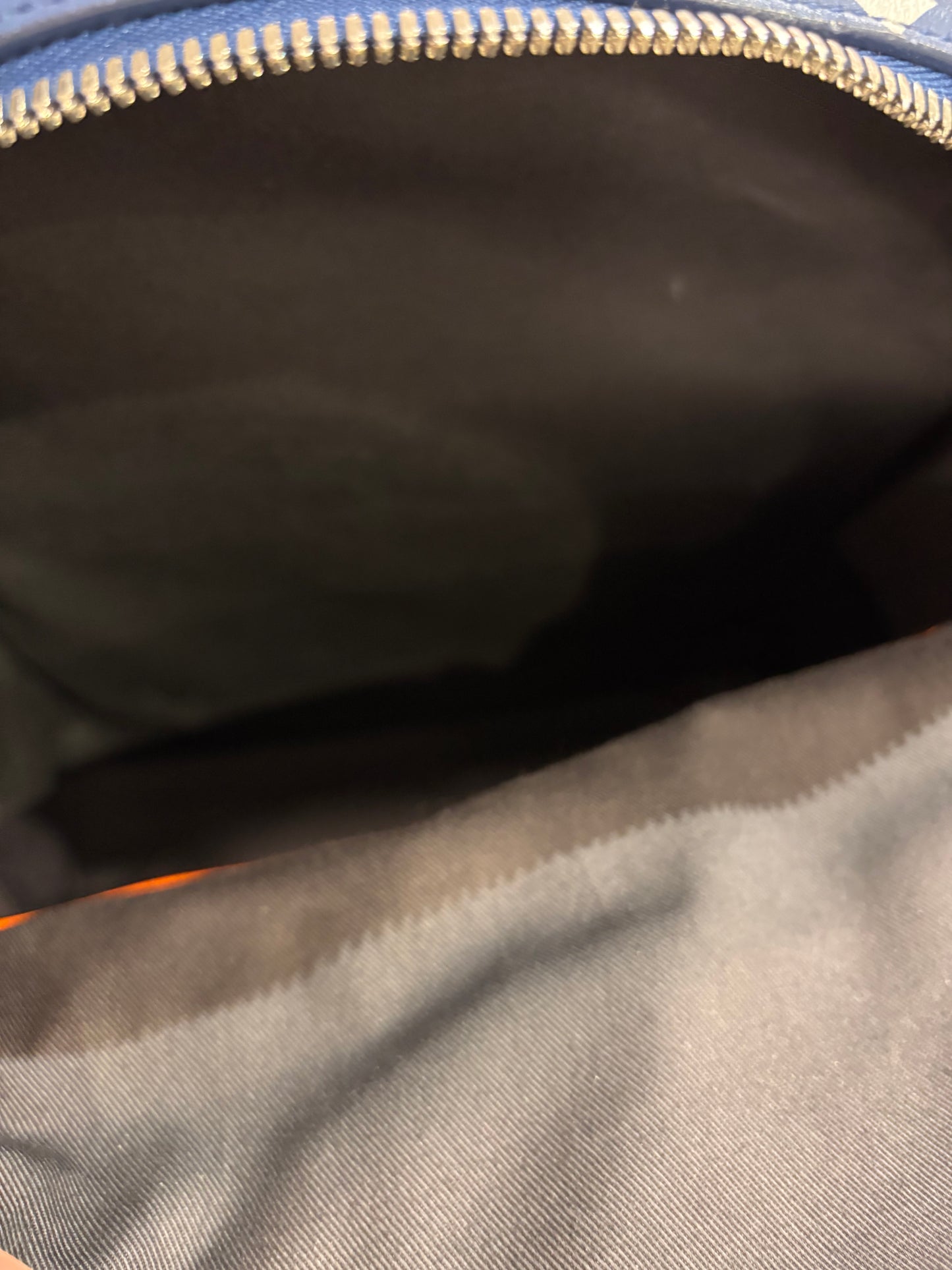 Preowned MCM Resnick Blue Leather Reflective Nylon Backpack