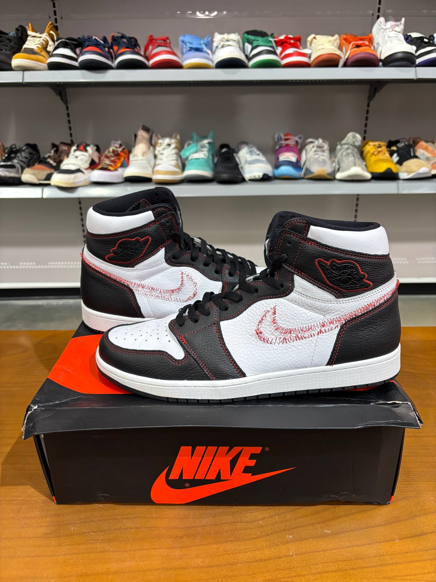 Preowned Air Jordan 1 Defiant White Black Gym Red