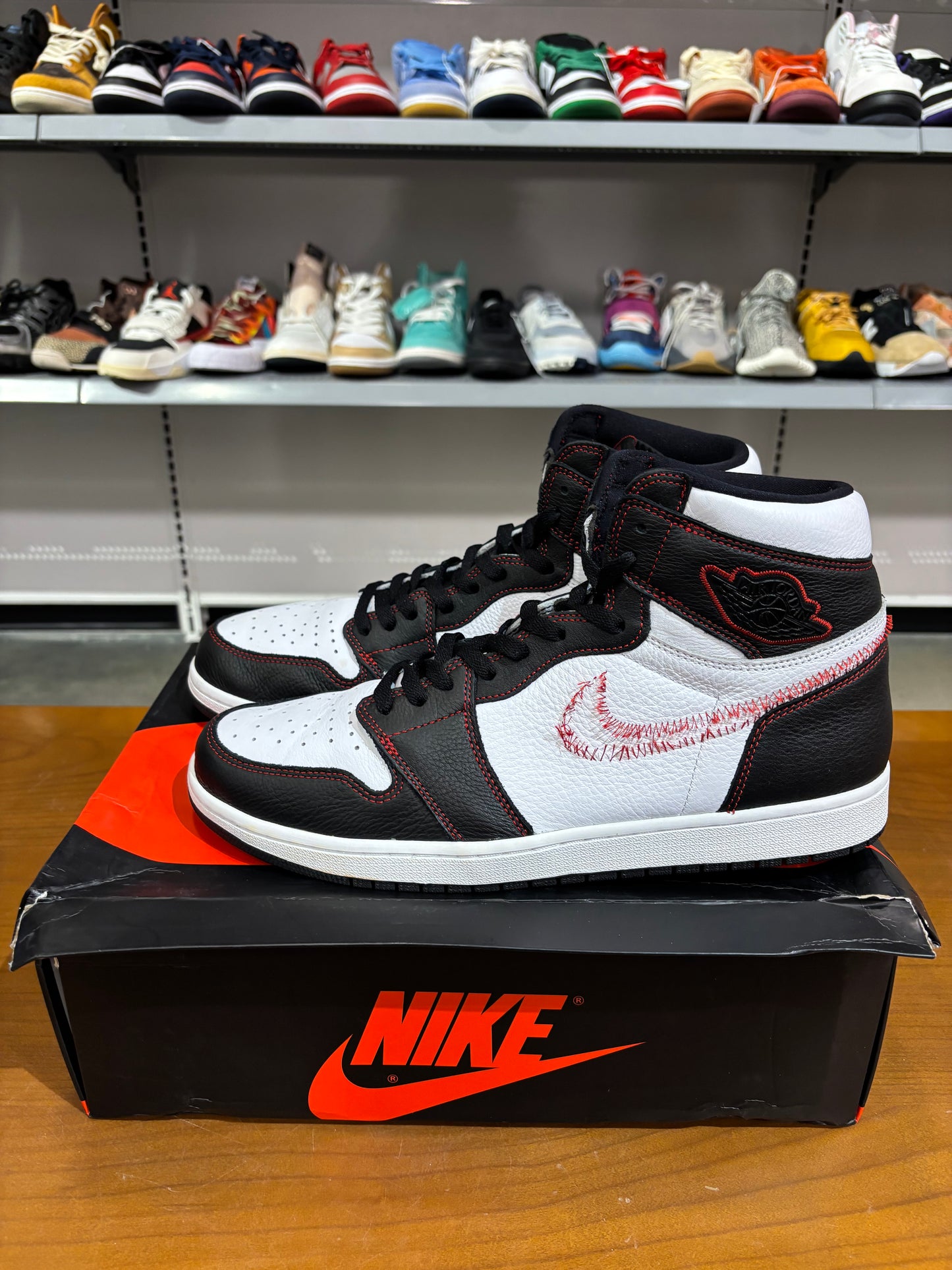 Preowned Air Jordan 1 Defiant White Black Gym Red