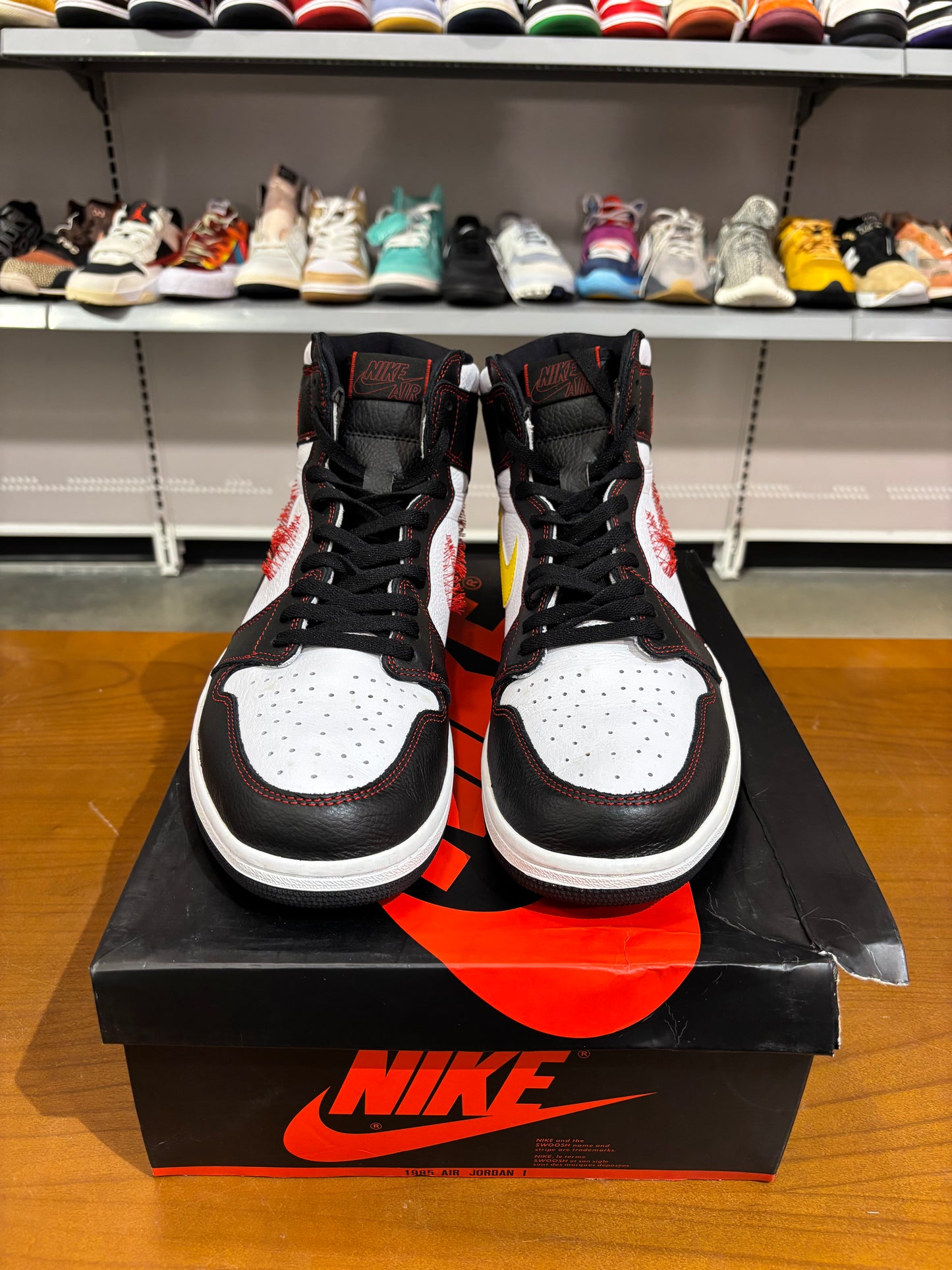 Preowned Air Jordan 1 Defiant White Black Gym Red