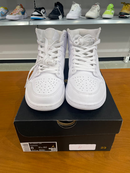 Preowned Air Jordan 1 Mid Triple White