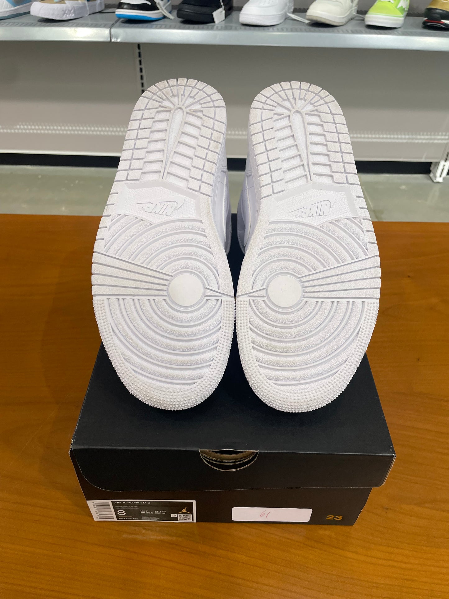 Preowned Air Jordan 1 Mid Triple White