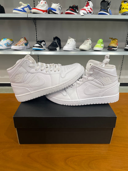 Preowned Air Jordan 1 Mid Triple White