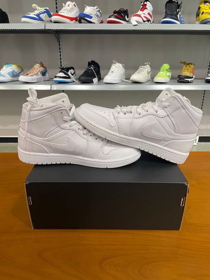 Preowned Air Jordan 1 Mid Triple White