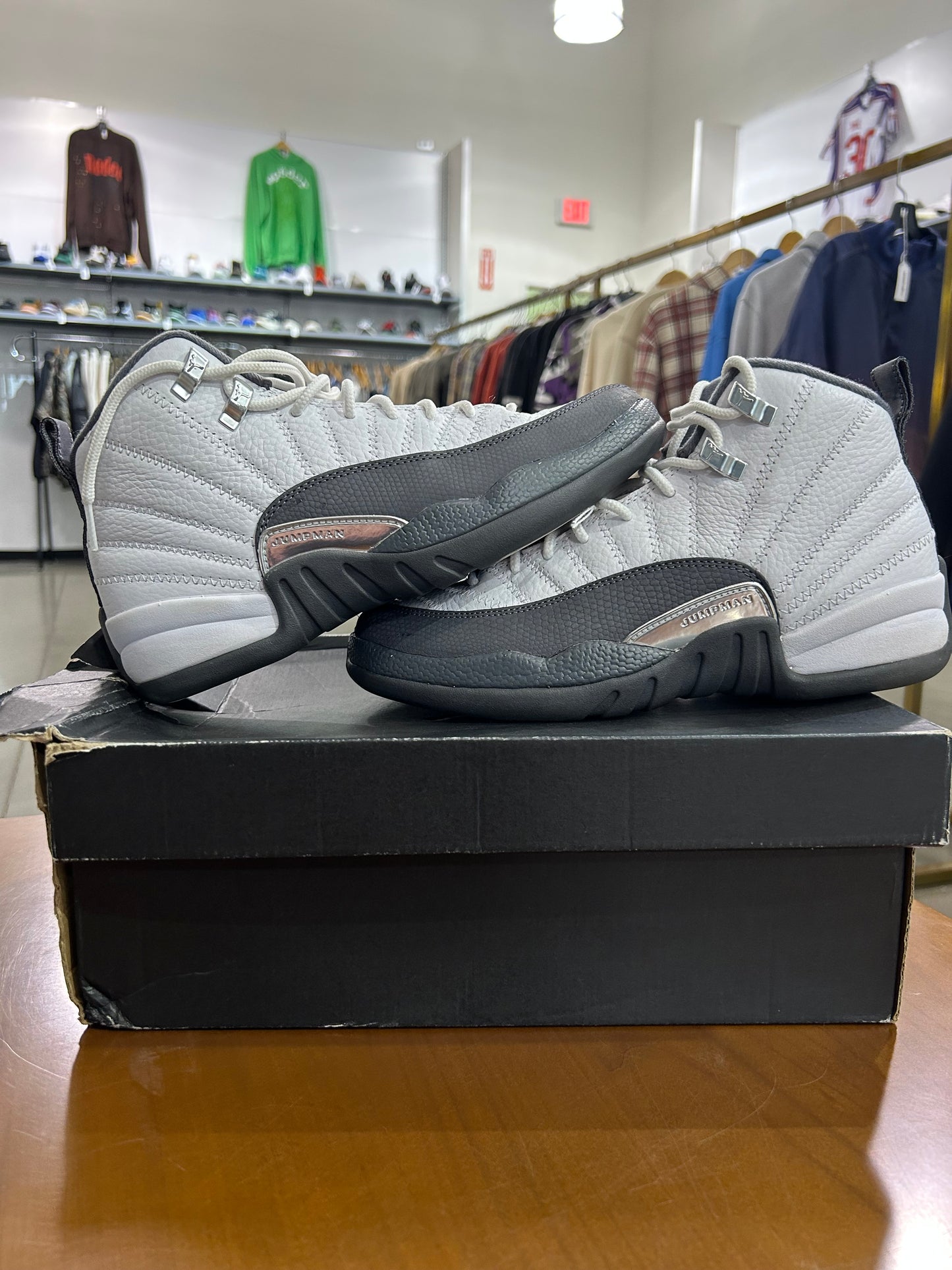 Preowned Air Jordan 12 White Dark Grey