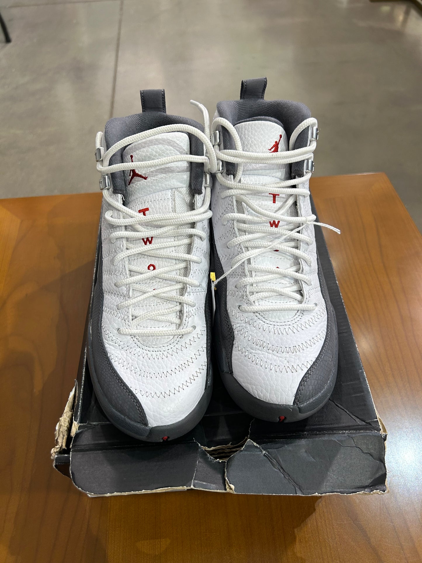 Preowned Air Jordan 12 White Dark Grey