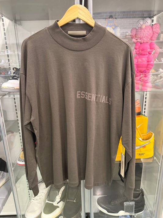 Essentials Grey Flocked Long Sleeve