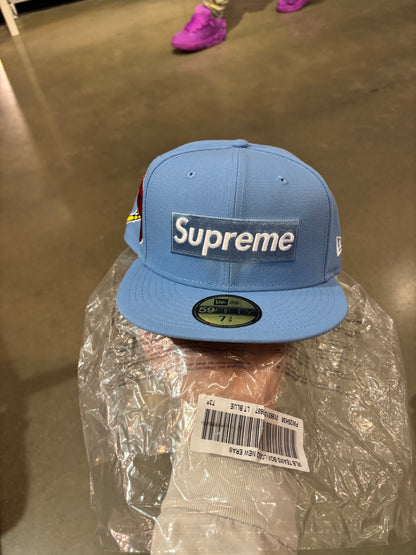 Supreme MLB Teams Box Logo New Era Cap Black Light Blue