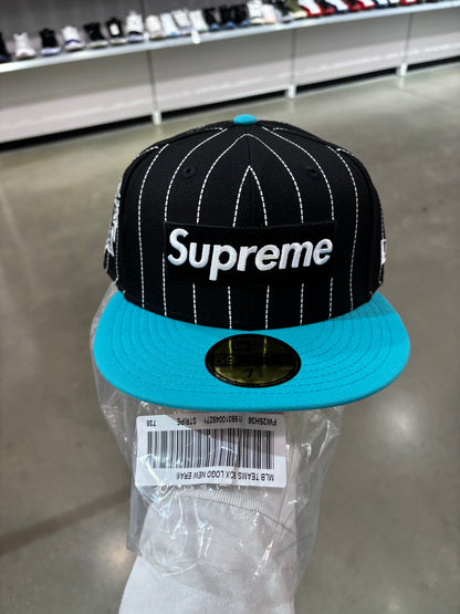 Supreme MLB Teams Box Logo New Era Cap Black Pinstripe