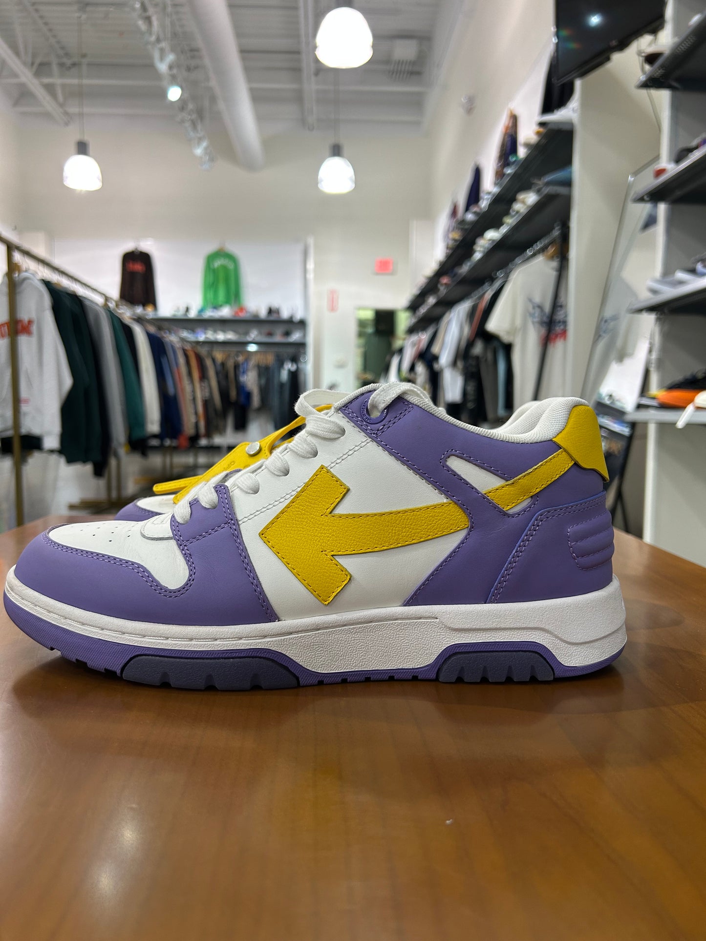 Preowned Off White Out of Office Sneaker Purple Yellow