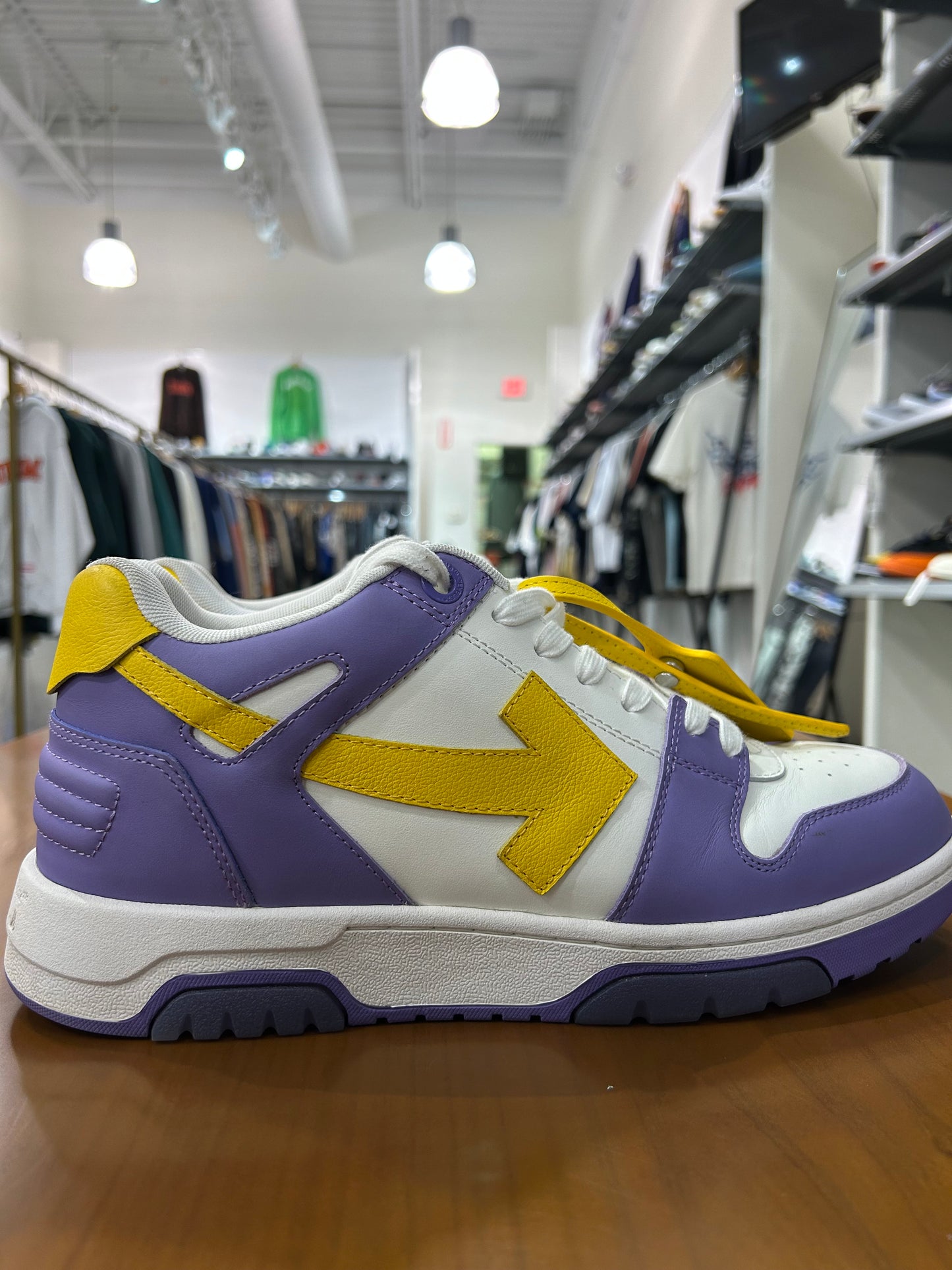 Preowned Off White Out of Office Sneaker Purple Yellow