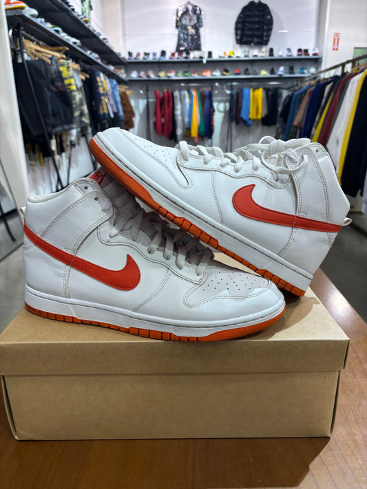 Preowned Nike Dunk High White Picante Red