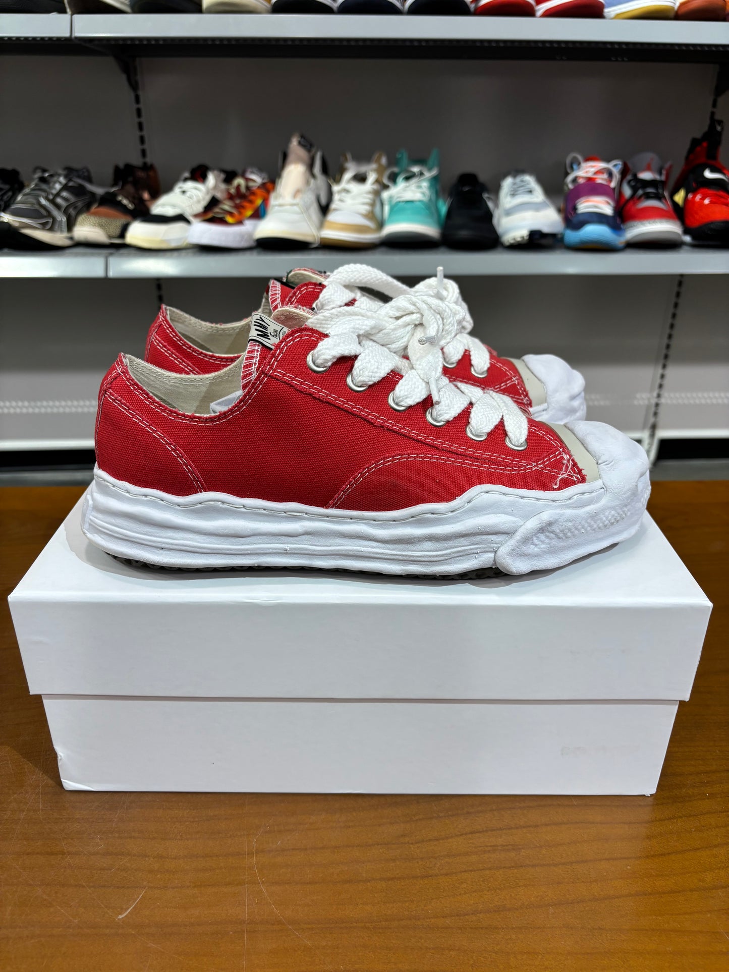 Preowned Maison Mihara Yasuhiro Hank OG Sole Canvas Low Red