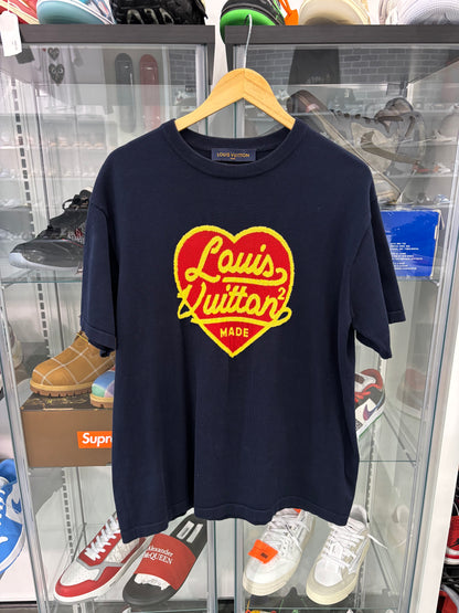 Preowned Louis Vuitton x Nigo Intarsia Jacquard Heart Crewneck Dark Ocean