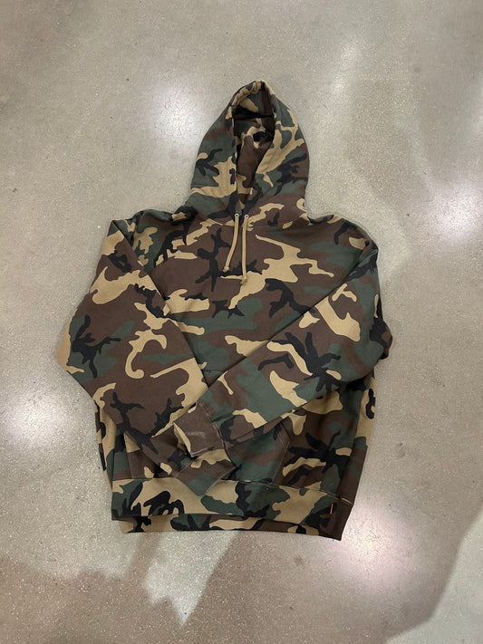 Supreme Satin Applique Hooded Sweatshirt Woodland Camo