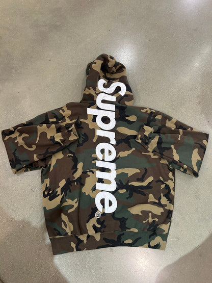 Supreme Satin Applique Hooded Sweatshirt Woodland Camo