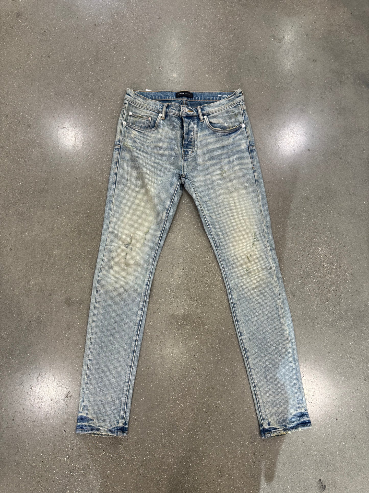 Preowned Purple Jeans Scale Print