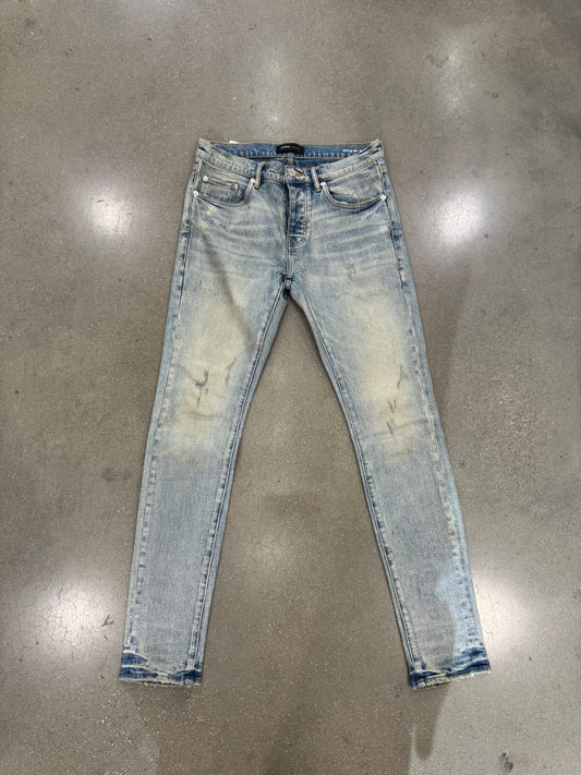 Preowned Purple Jeans Scale Print