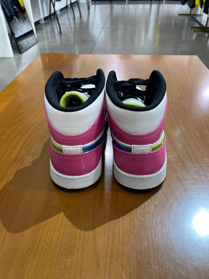 Preowned Air Jordan 1 Mid White Black Cyber Pink