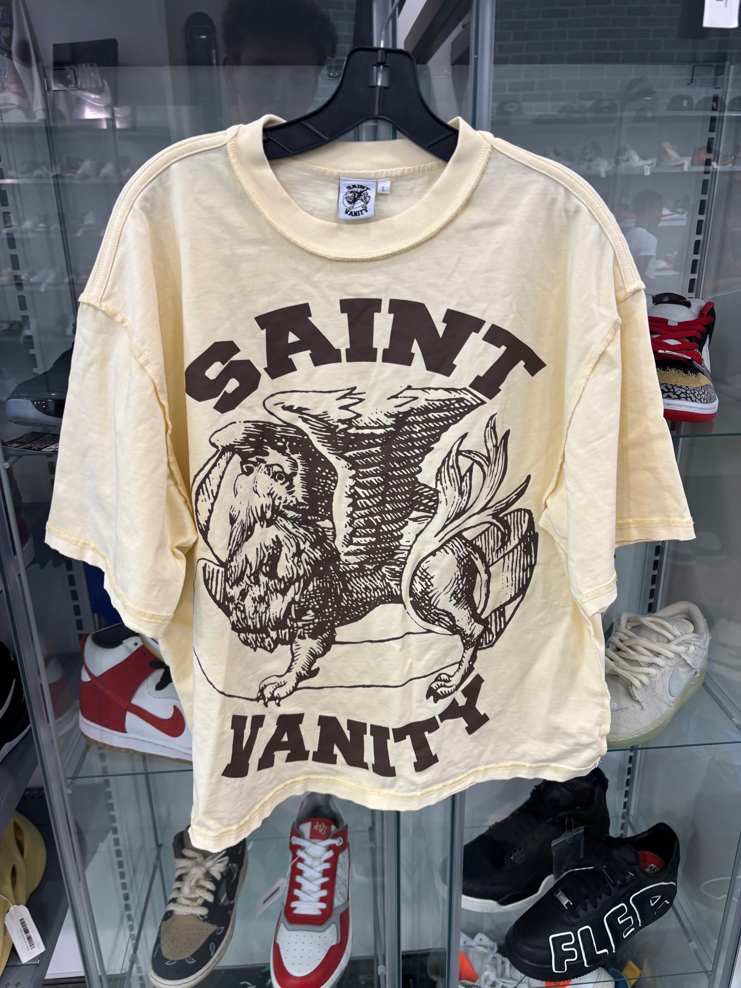 Preowned Saint Vanity Griffin Logo Tee Cream Brown