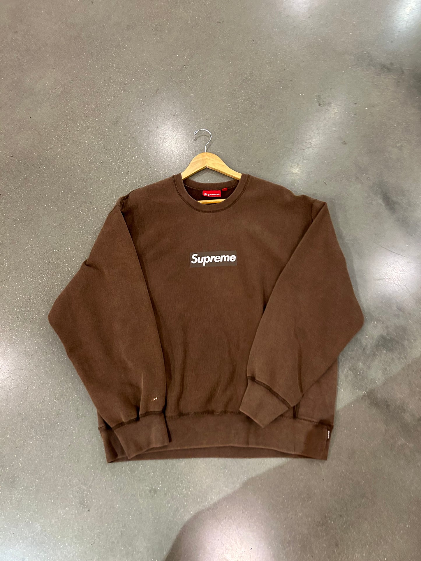 Preowned Supreme Washed Box Logo Crewneck Brown