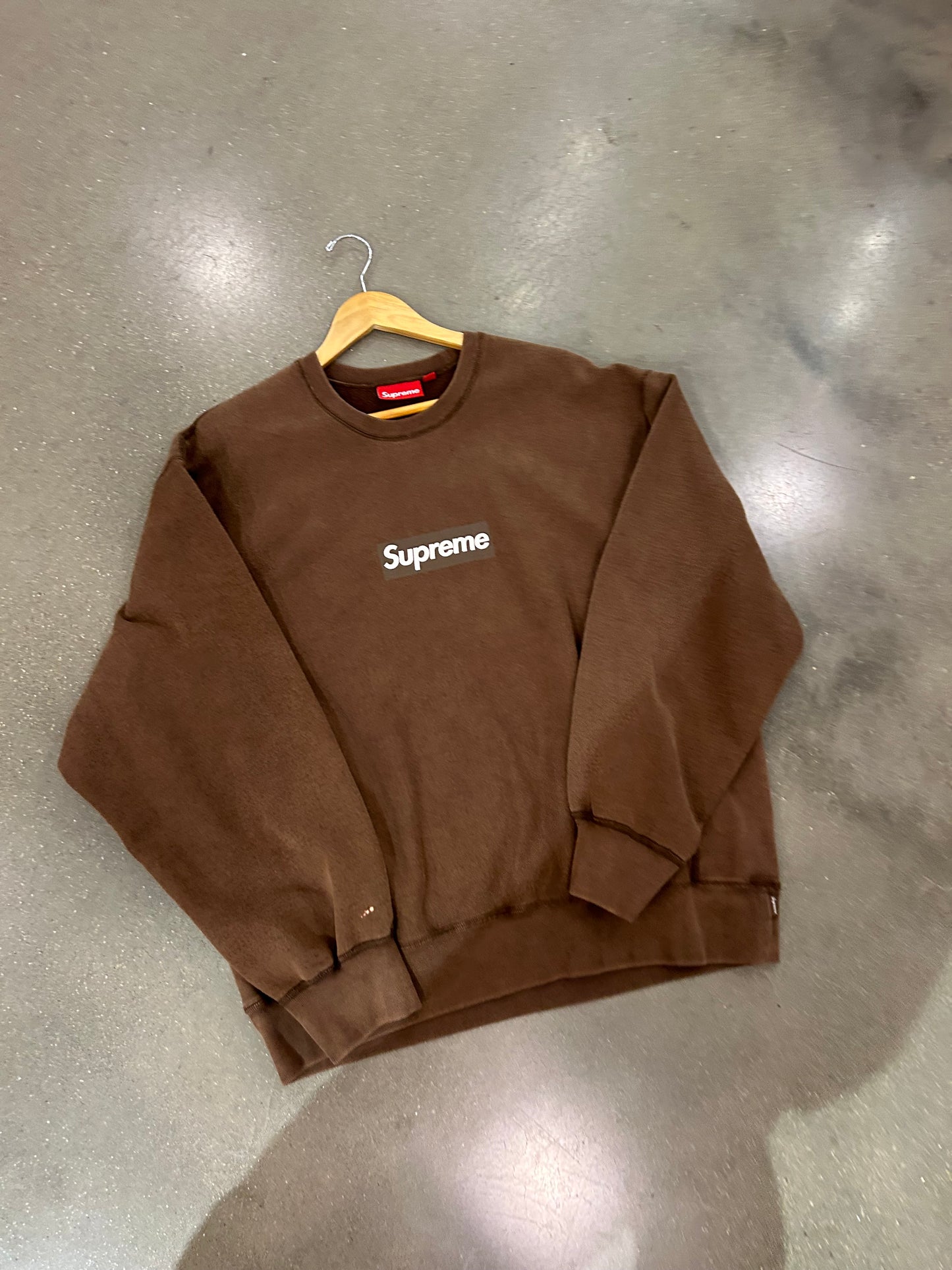 Preowned Supreme Washed Box Logo Crewneck Brown