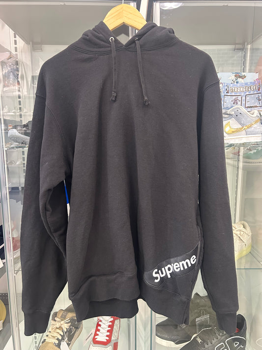 Supreme Corner Logo Hooded Sweatshirt Black