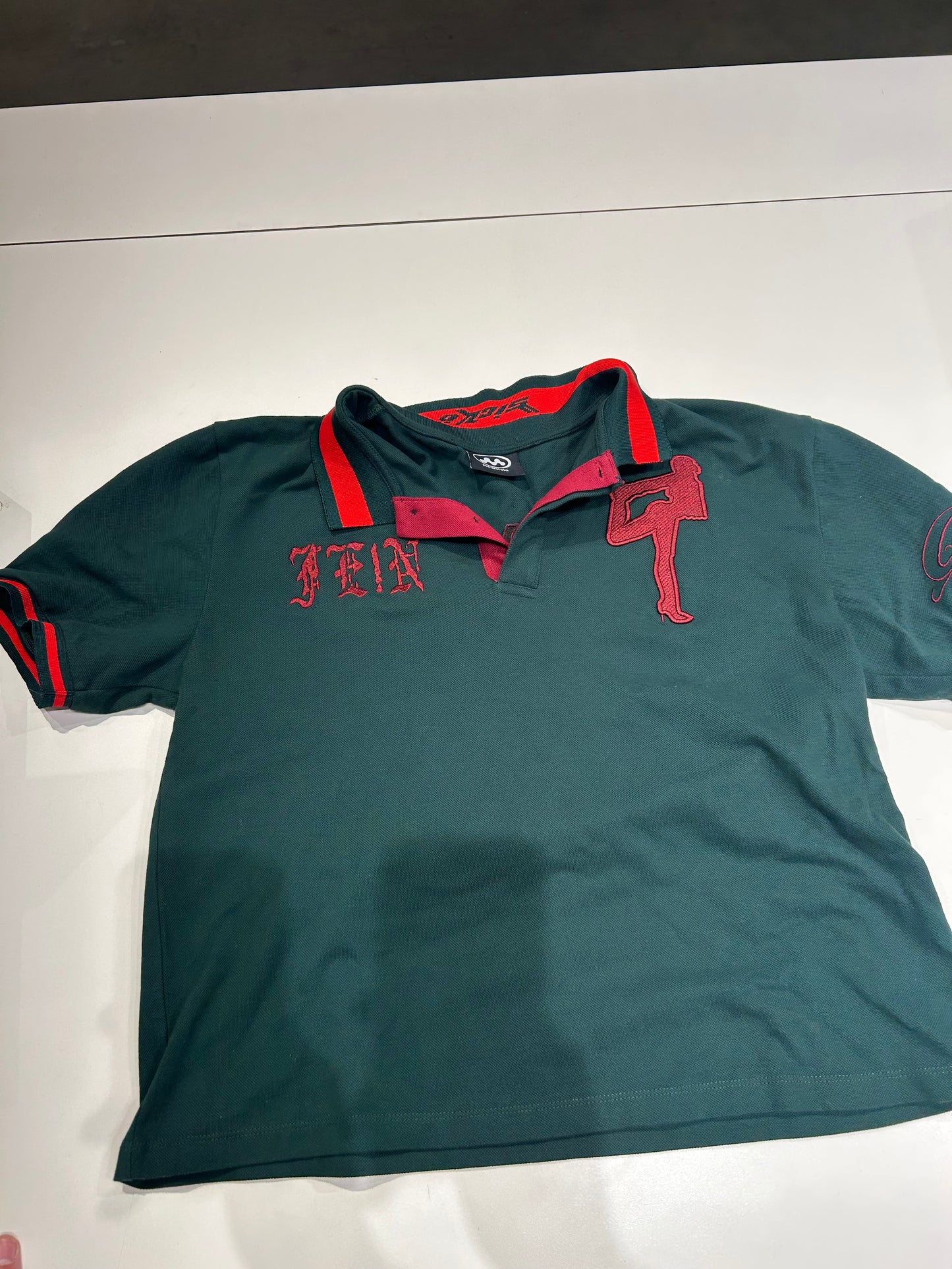 Preowned FEIN Relaxed Polo Shirt Green Red