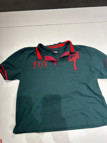 Preowned FEIN Relaxed Polo Shirt Green Red
