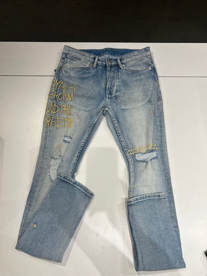 Preowned Ksubi 23 Van Winkle Limited Embroidered Jeans Blue