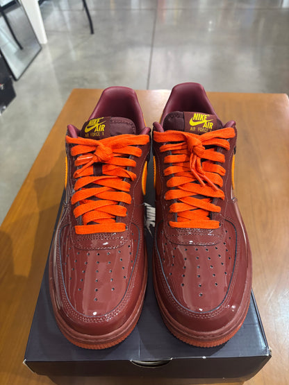 Preowned Nike Air Force 1 Low Patent Leather Dark Team Red Safety Orange