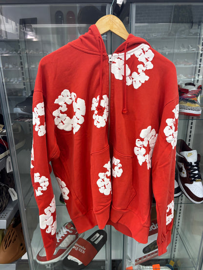 Denim Tears Cotton Wreath Zip Hoodie Red